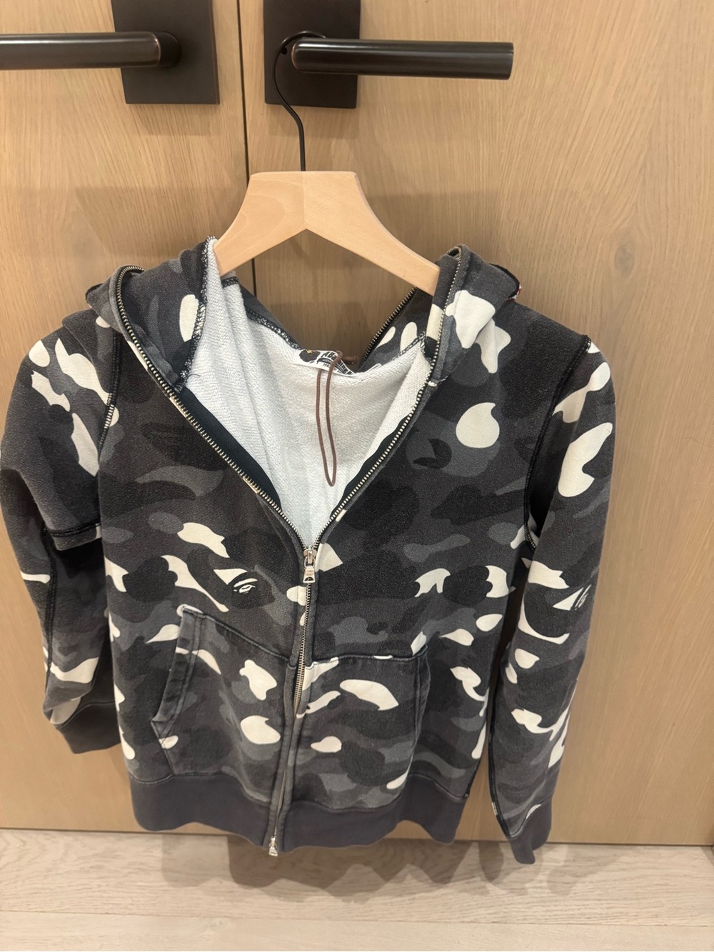 A bathing Ape Black & Gray Camo Zip-Up Hoodie Jacket